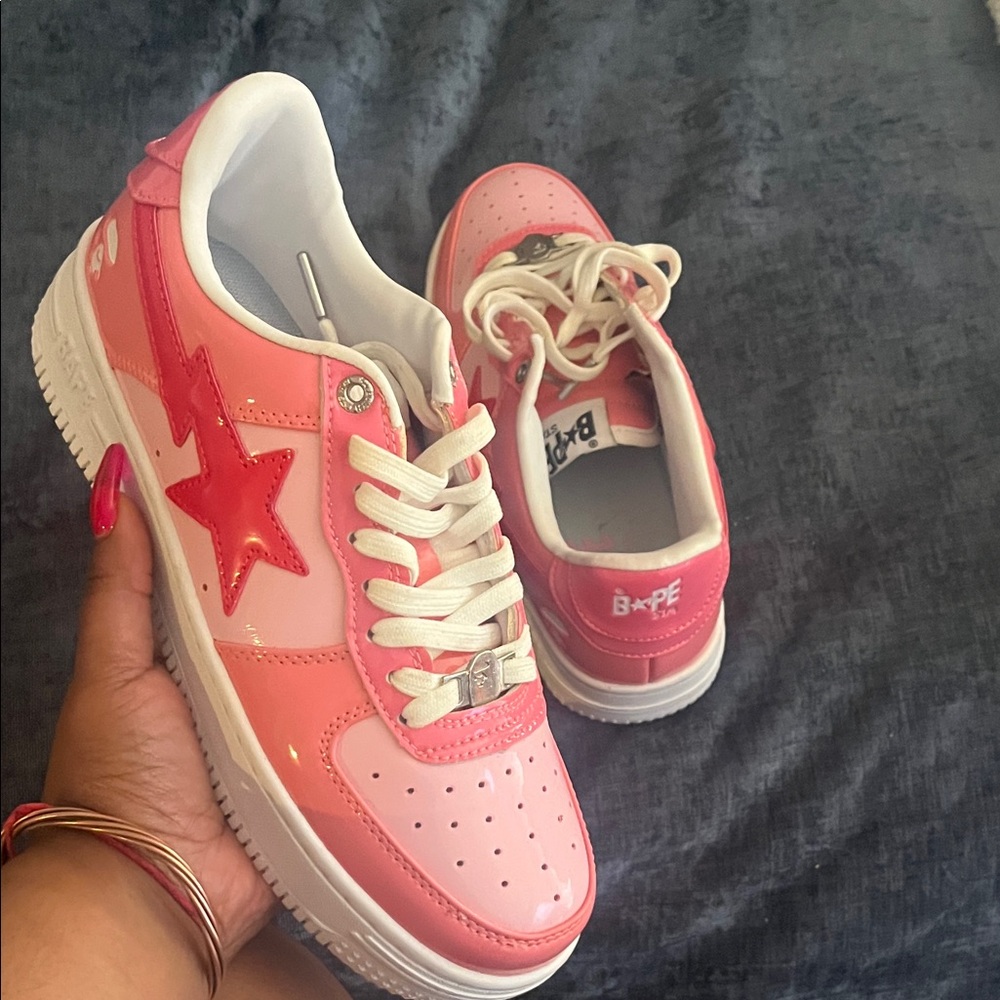 Bape Kids Sneakers in Pink and White - Picture 2 of 3